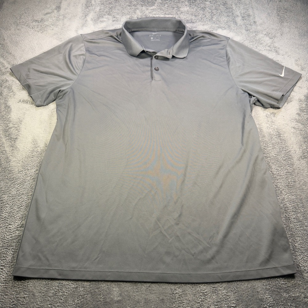 Nike Dri-FIT Mens XL Gray Short Sleeve Golf Polo Shirt Athletic Performance
